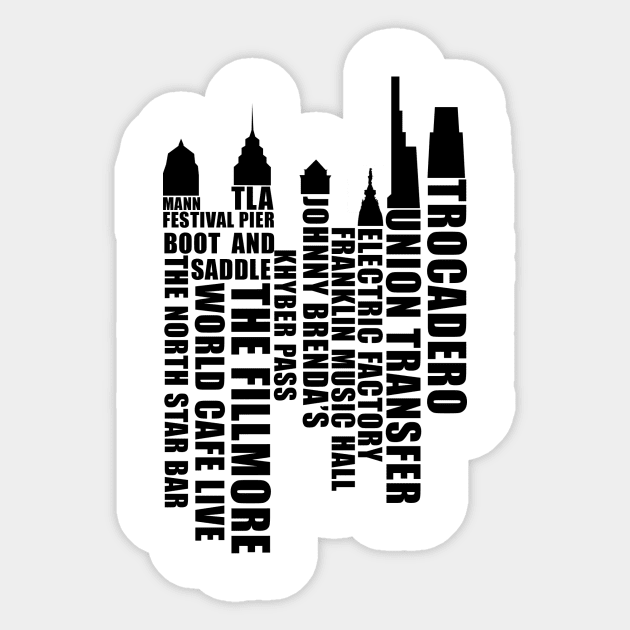 Music City Philadelphia - Black Sticker by scornely